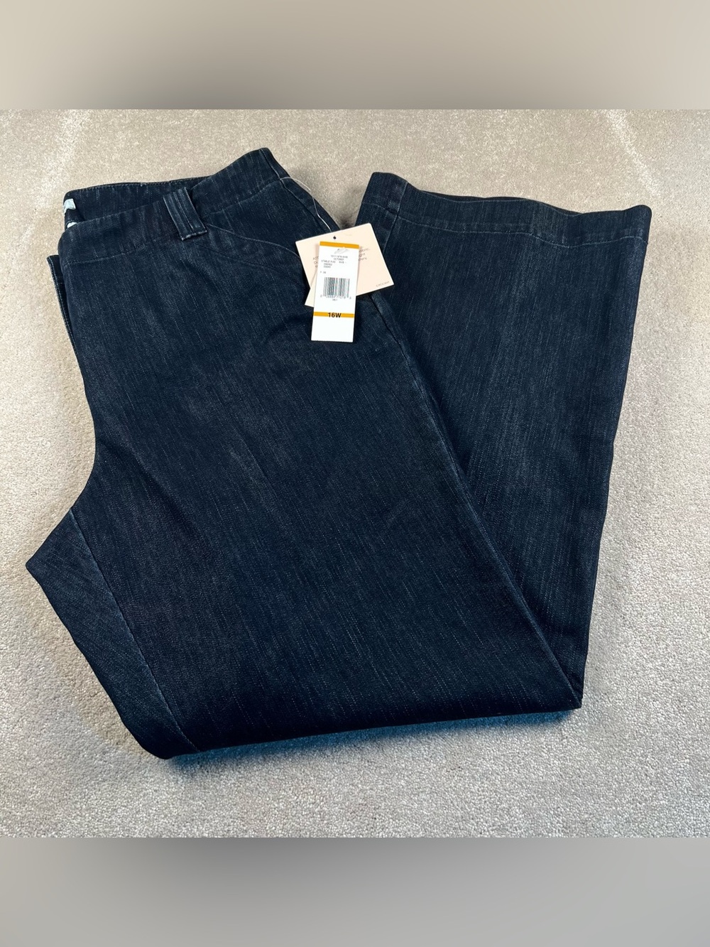 Jones‎ New York Wide Leg NWT Pants Blue Denim Stretch Sport Woman 16W Dark Wash